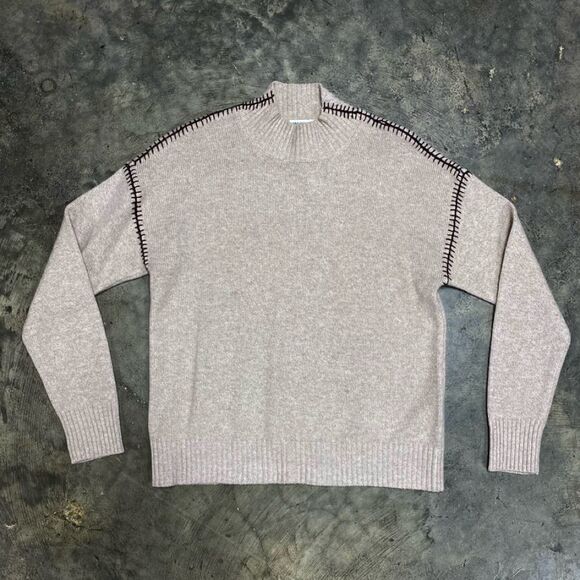 MinnieRose Beige Cashmere Mock-neck Pullover Sweater NWT - Picture 4 of 8